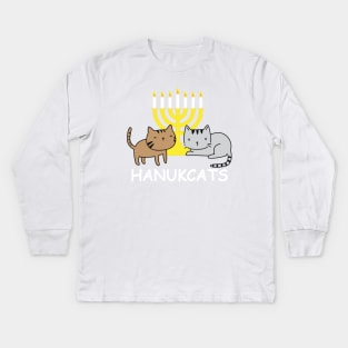 Happy Hanukkah - Hanukcats! Funny Cat lover Hannukah gifts Kids Long Sleeve T-Shirt